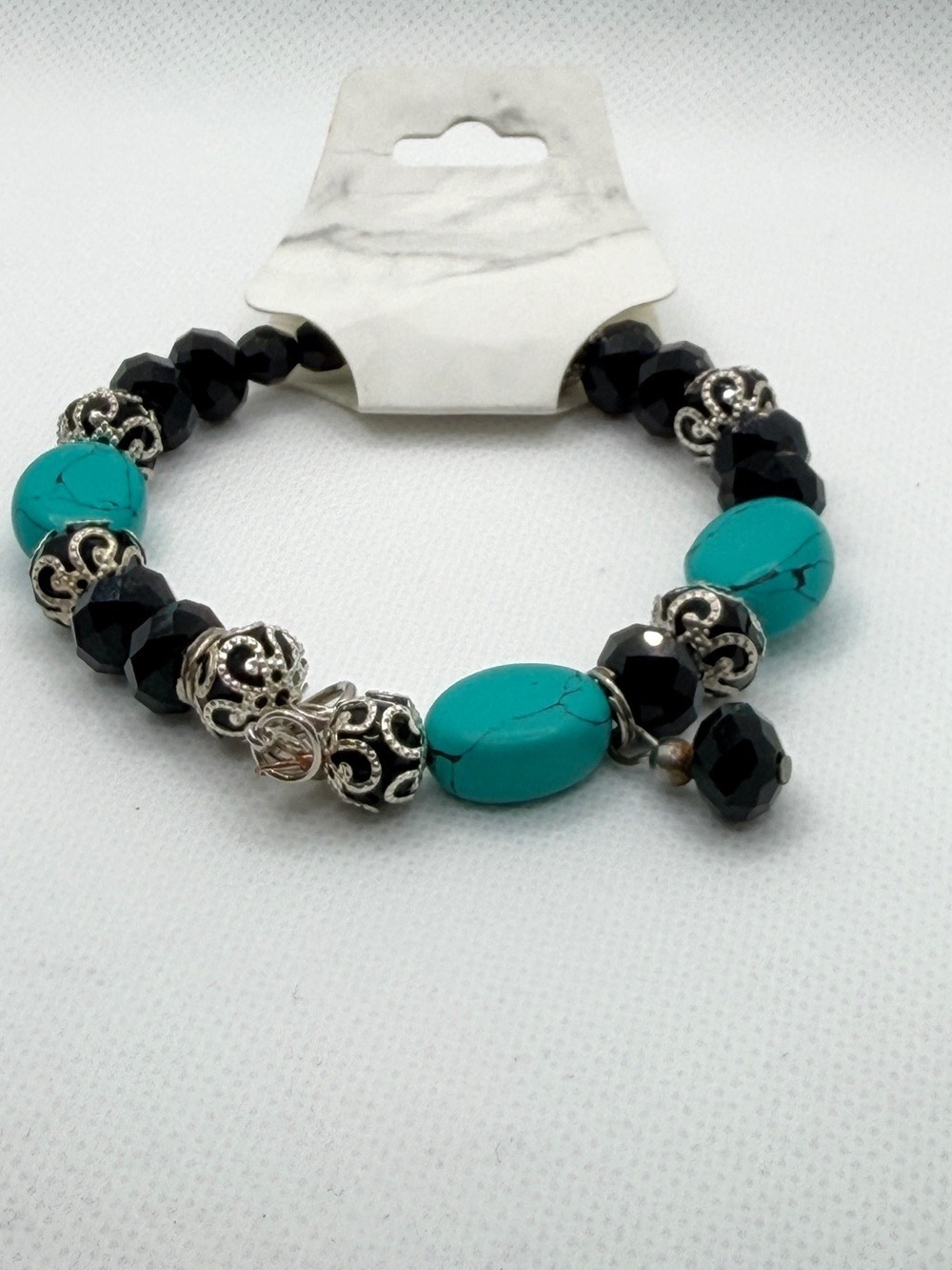 Artisan Turquoise and Black Beaded Bracelet